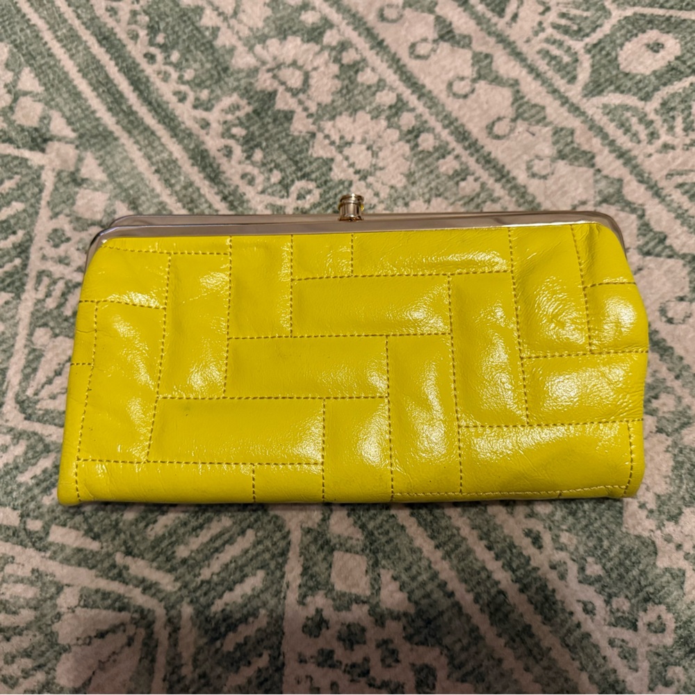 Yellow Women's Clutch Wallet - Stylish Woven Patent Finish